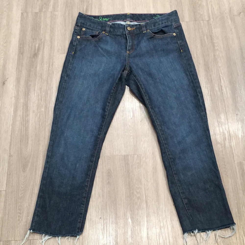 Lilly Pulitzer Cropped Straight Legged Jeans w/Raw Hem